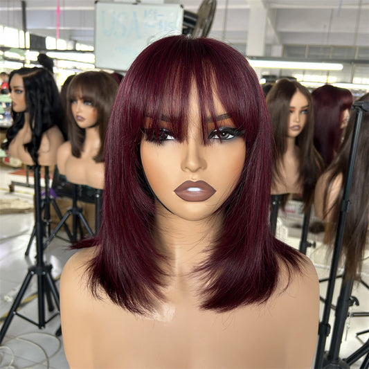 Wholesale 5*5 Short Bob Wigs Human Hair Lace Frontal Wig With Bangs
