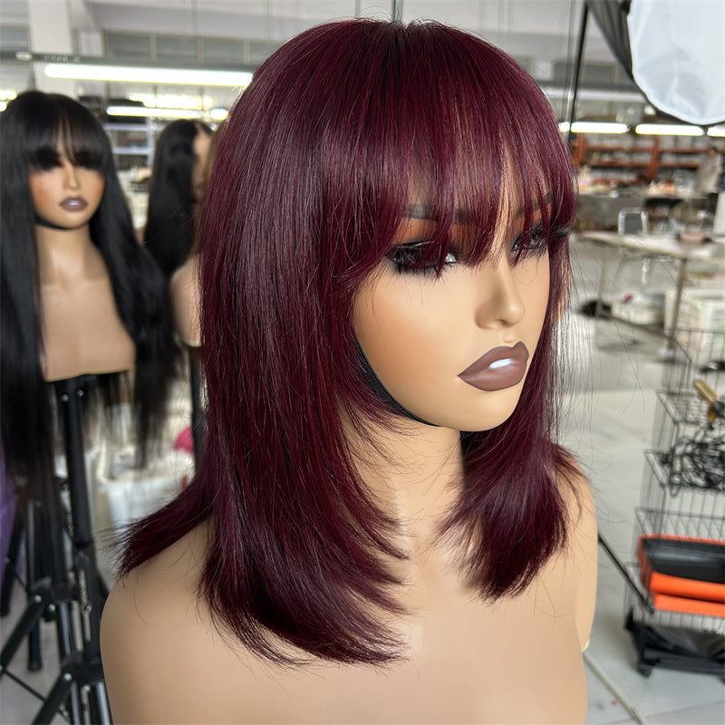Wholesale 5*5 Short Bob Wigs Human Hair Lace Frontal Wig With Bangs