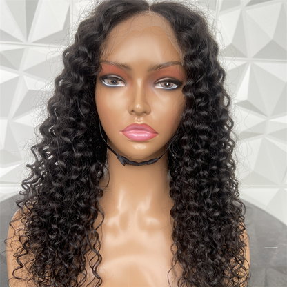 Deep Wave Natural 4x4 Lace Closure Glueless Virgin Remy Human Hair Wigs