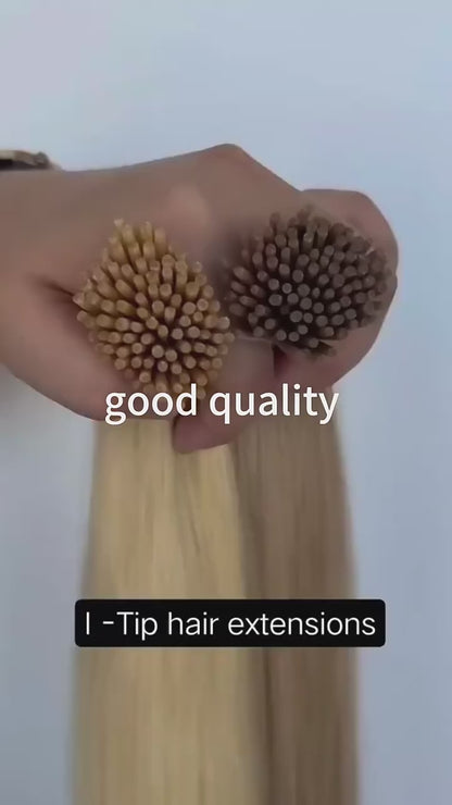 100% Human Hair Extension I Tip Keratin Flat Tip Thick End Hair Extensions Remy 100% Human Hair