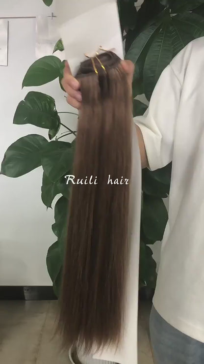 Russian Cuticle Aligned Double Drawn Clip in Hair Extension European Natural Human Hair Extension