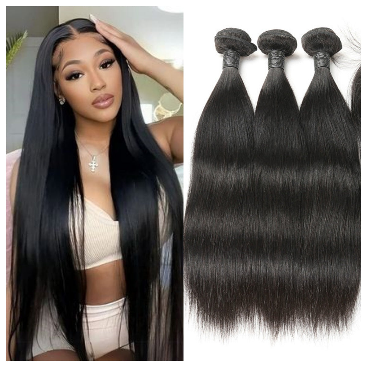 Straight Human Hair Bundles 100% Virgin Human Hair With Women